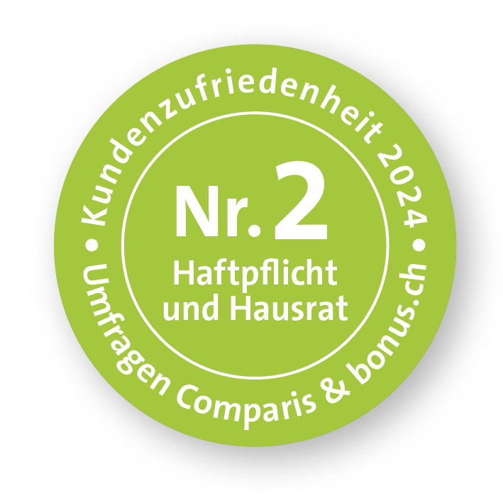 Kundenzufriedenheit 2024 - Comparis und bonuch.ch - 2. Platz - Hausrat-Haftpflichtversicherung